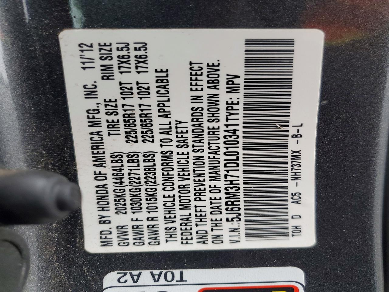 2013 HONDA CR-V EXL photo 12