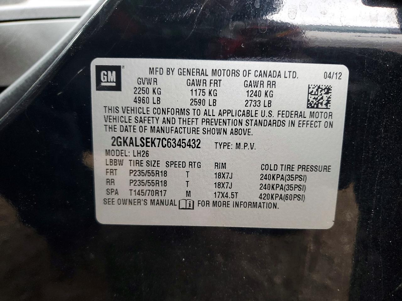 2012 GMC TERRAIN SLE photo 37