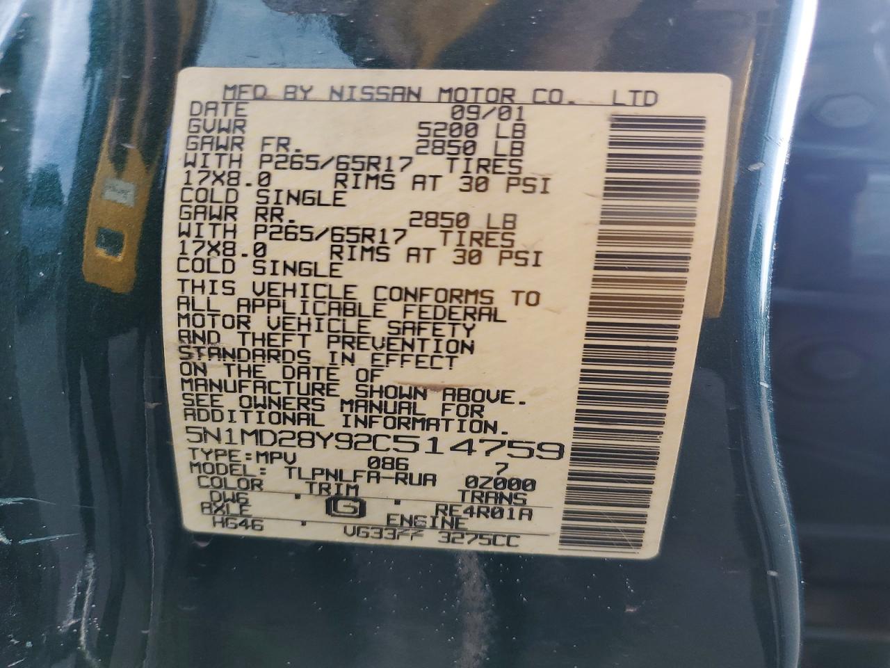 2002 NISSAN XTERRA SE photo 13