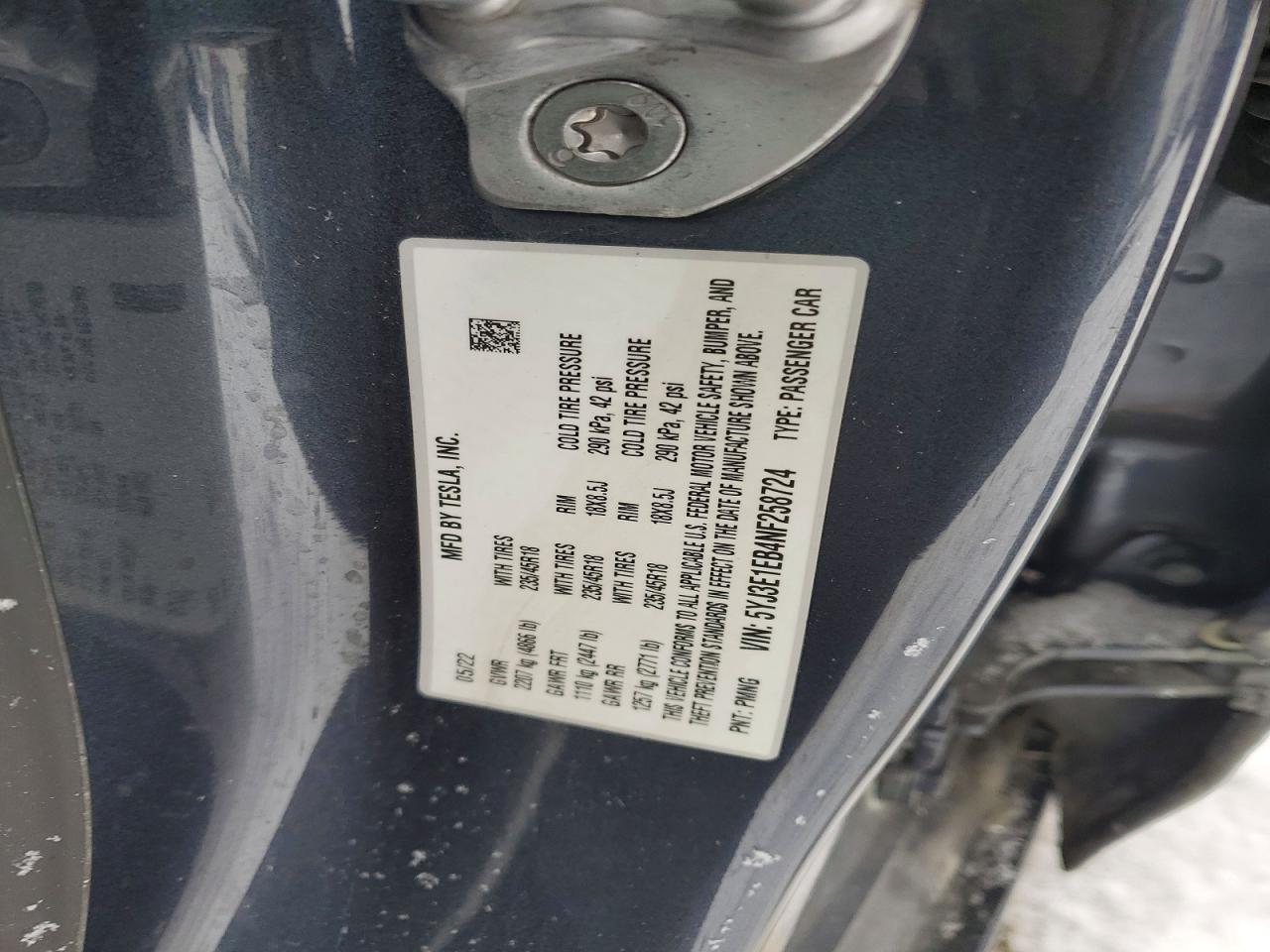 2022 TESLA MODEL 3 photo 13