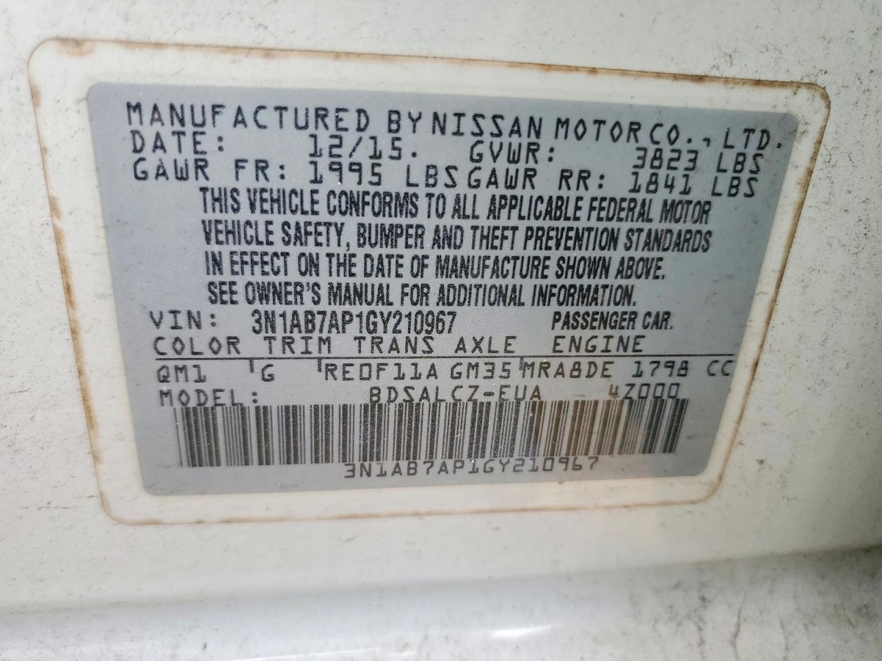 2016 NISSAN SENTRA S photo 23