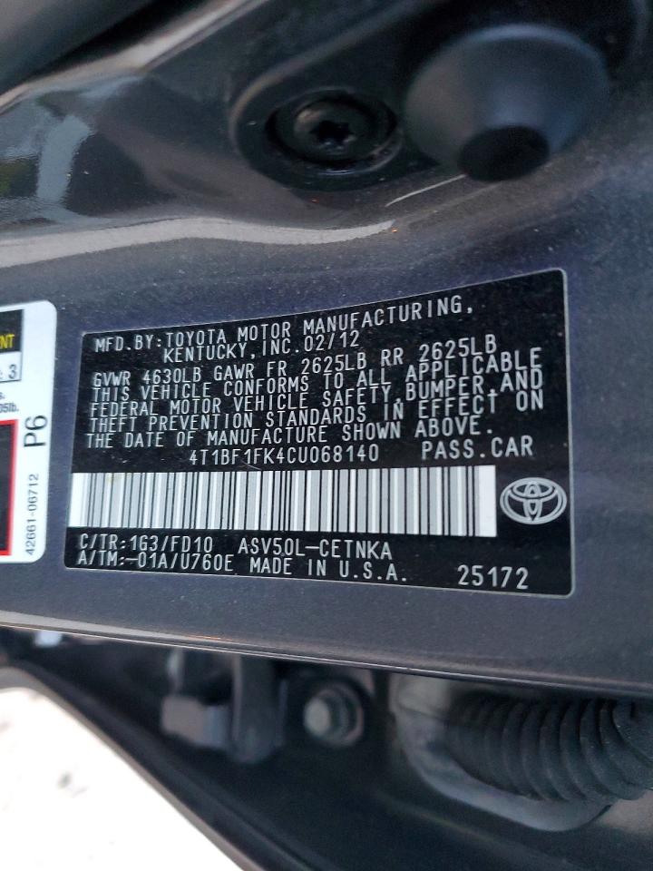 2012 TOYOTA CAMRY BASE photo 23