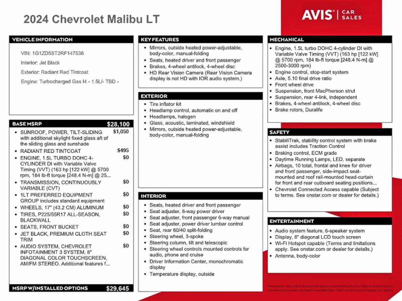 2024 CHEVROLET MALIBU LT photo 12
