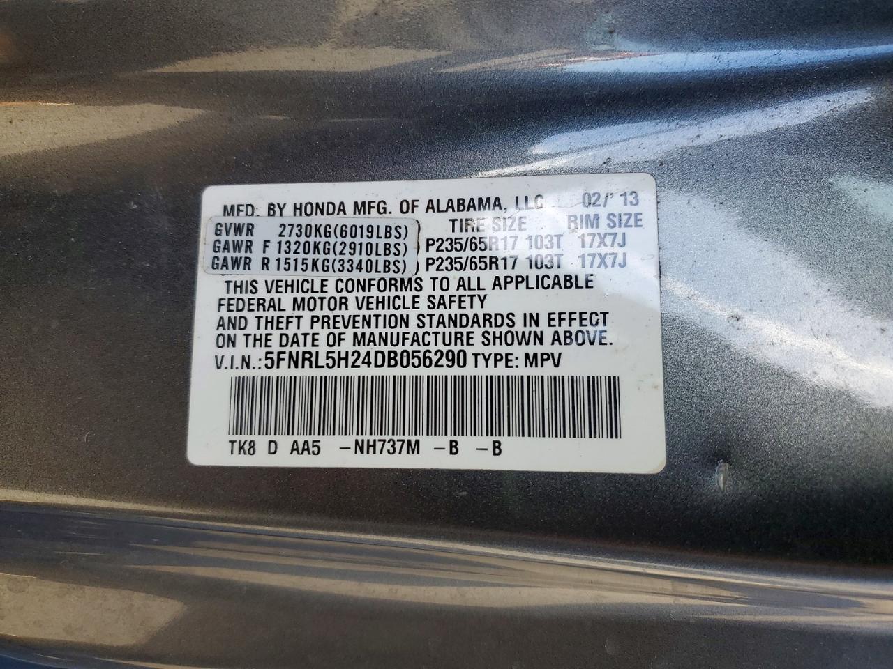 2013 HONDA ODYSSEY LX photo 14