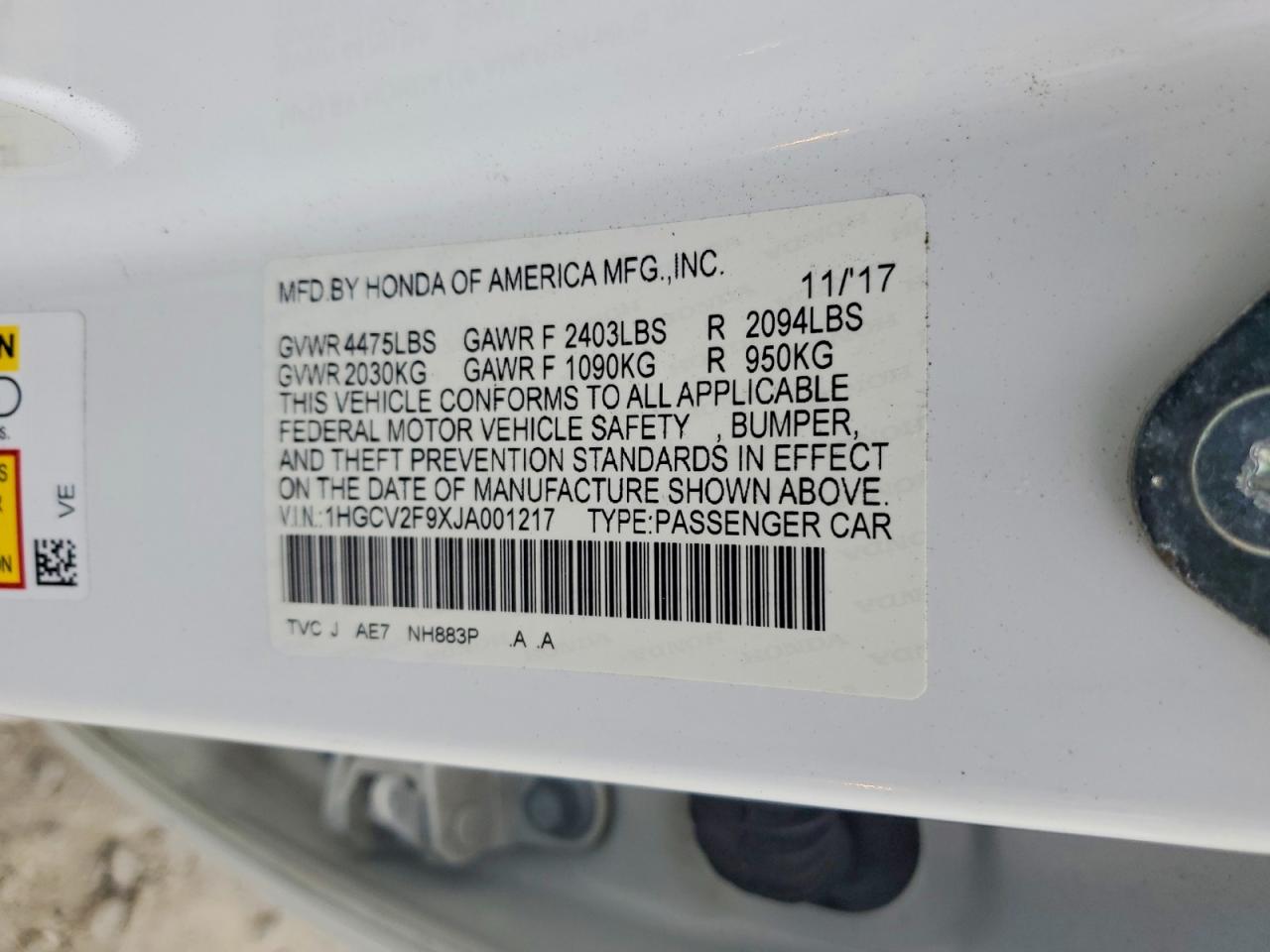 2018 HONDA ACCORD TOURING photo 13