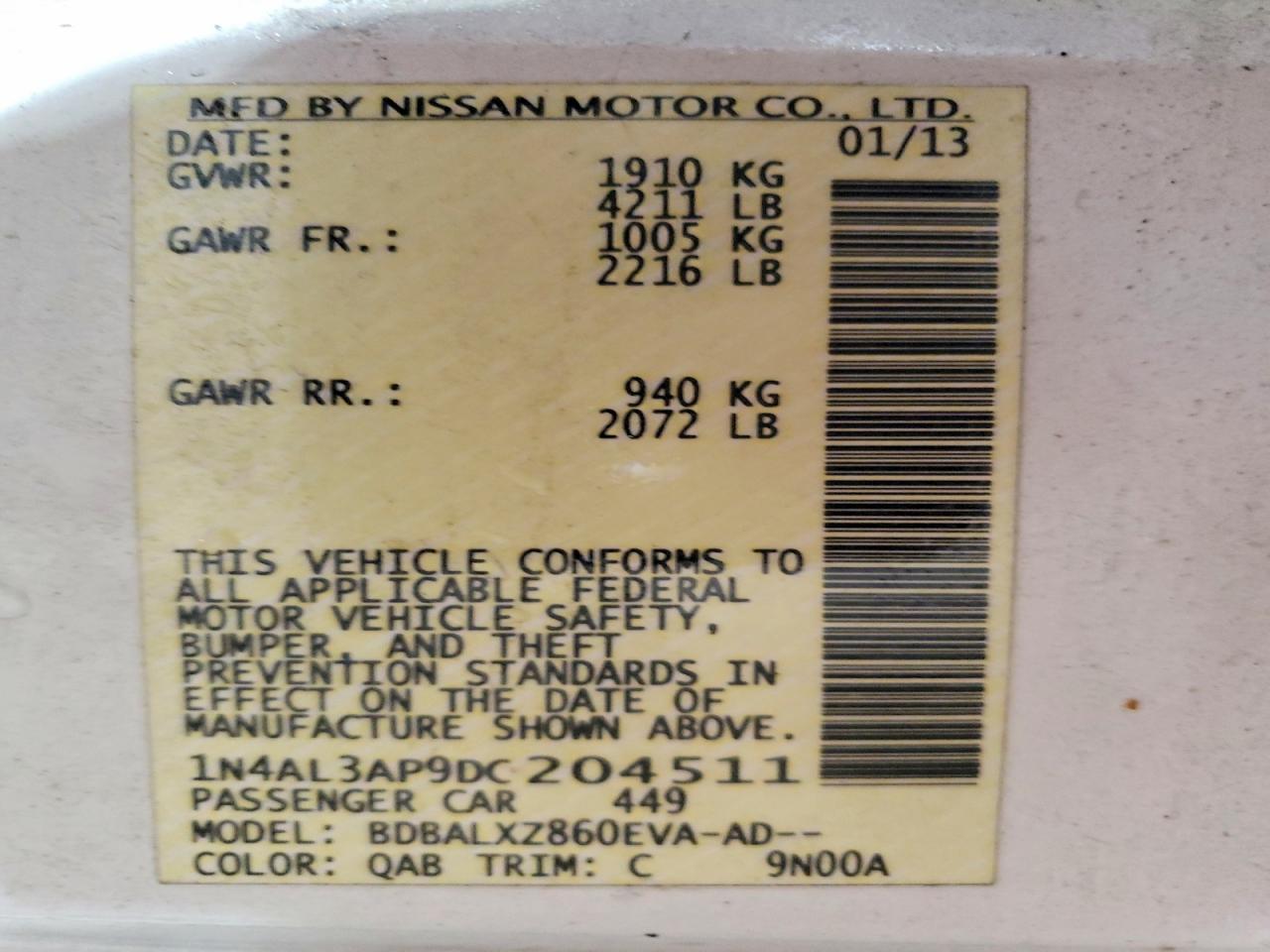 2013 NISSAN ALTIMA 2.5 photo 12