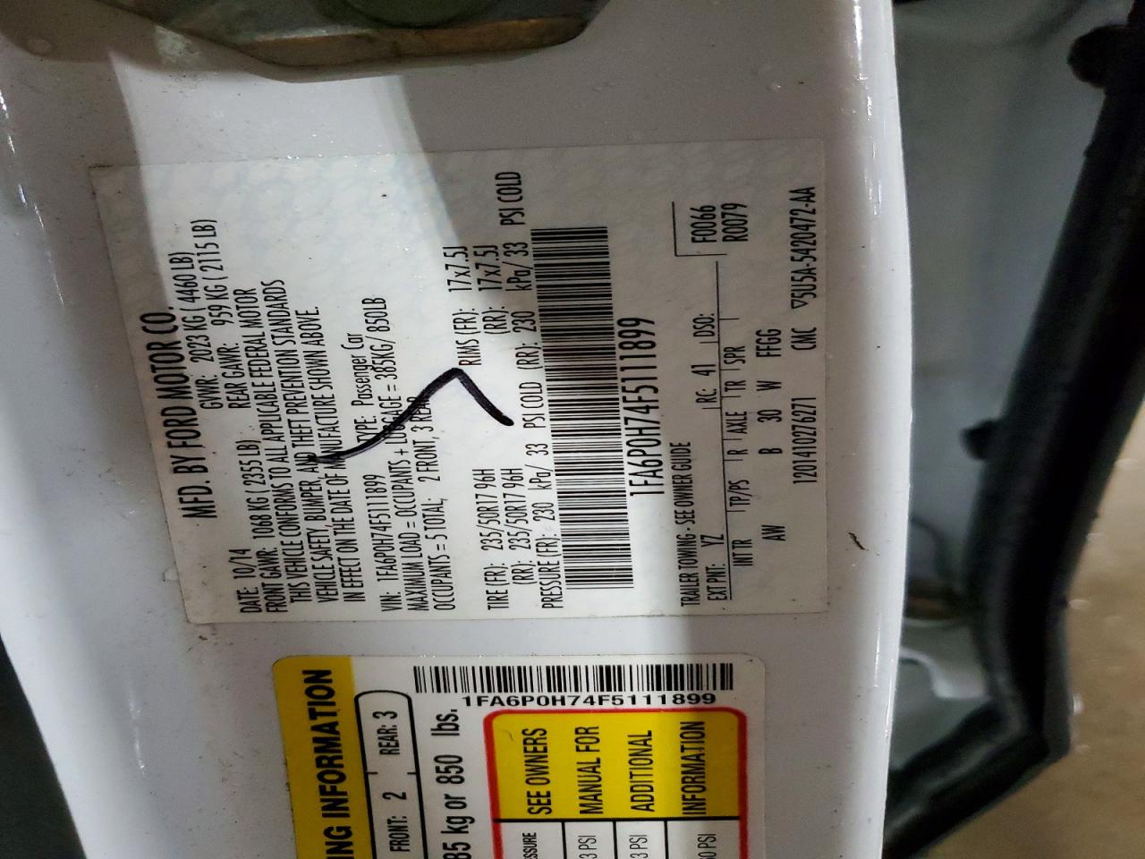 2015 FORD FUSION SE photo 12