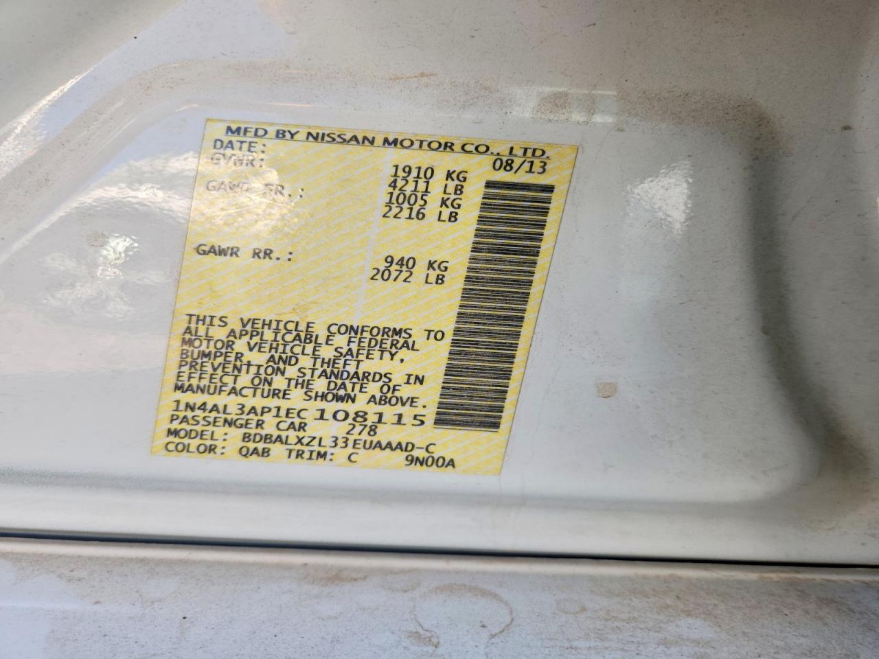 2014 NISSAN ALTIMA 2.5 photo 13