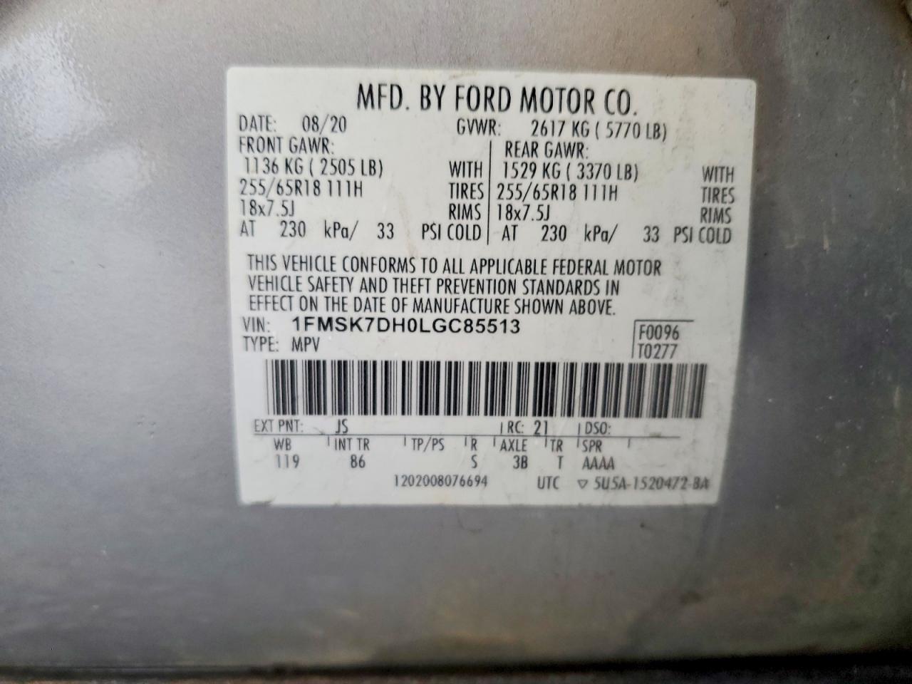 2020 FORD EXPLORER XLT photo 14