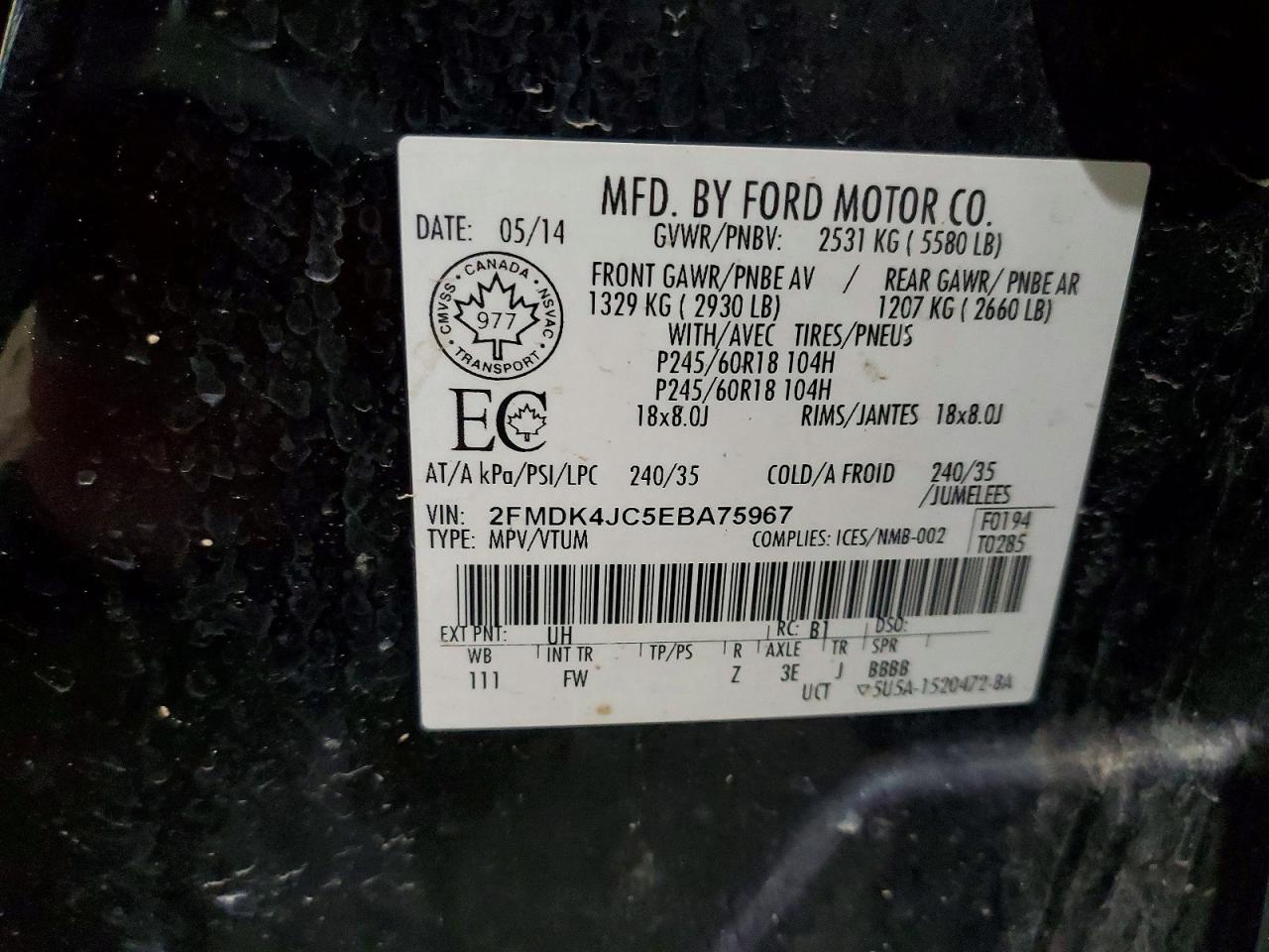 2014 FORD EDGE SEL photo 13