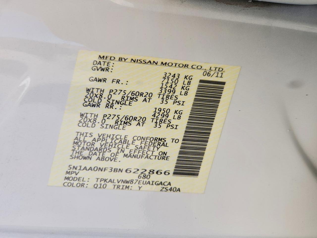 2011 NISSAN ARMADA PLATINUM photo 12