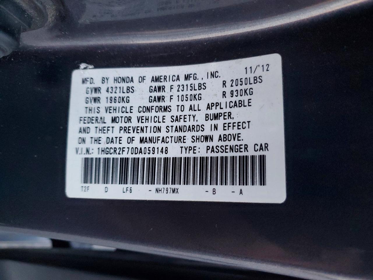 2013 HONDA ACCORD EX photo 23
