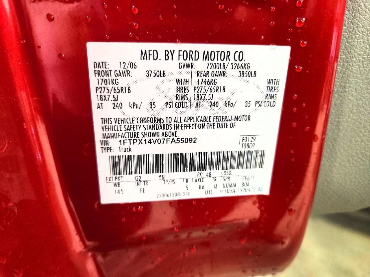 2007 FORD F150 photo 12