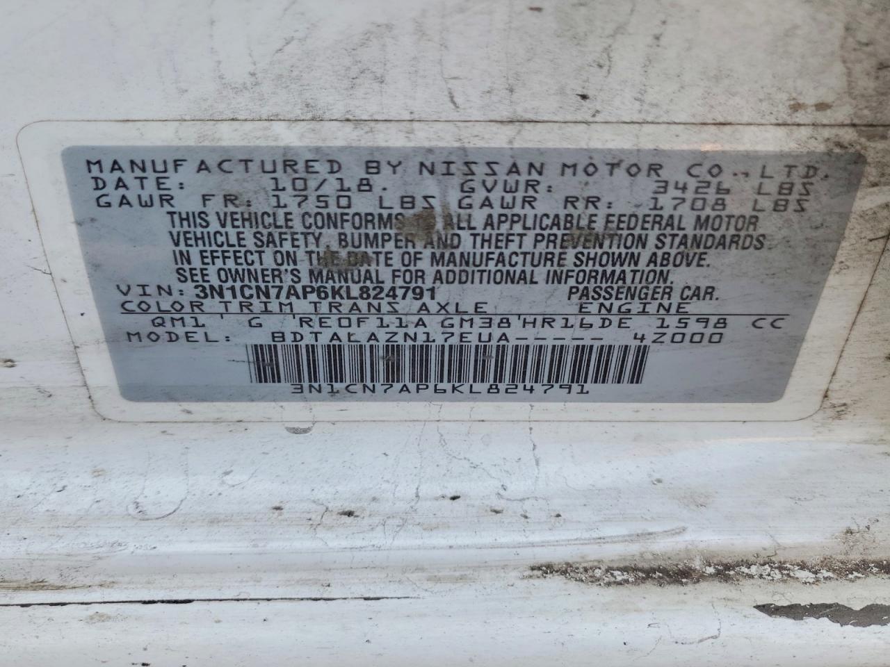 2019 NISSAN VERSA S photo 12