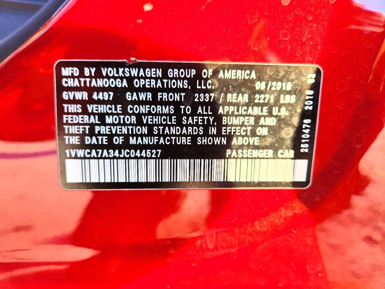 2018 VOLKSWAGEN PASSAT SEL PREMIUM photo 12