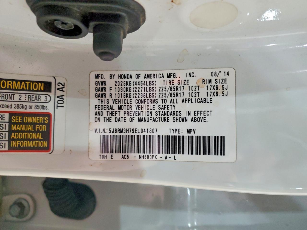 2014 HONDA CR-V EXL photo 13