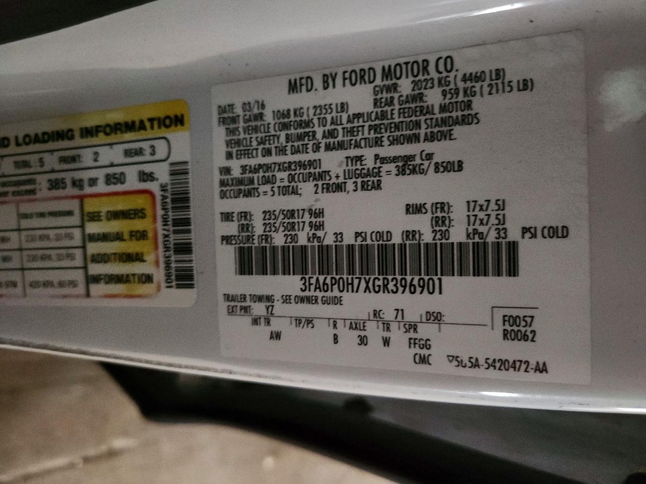 2016 FORD FUSION SE photo 23