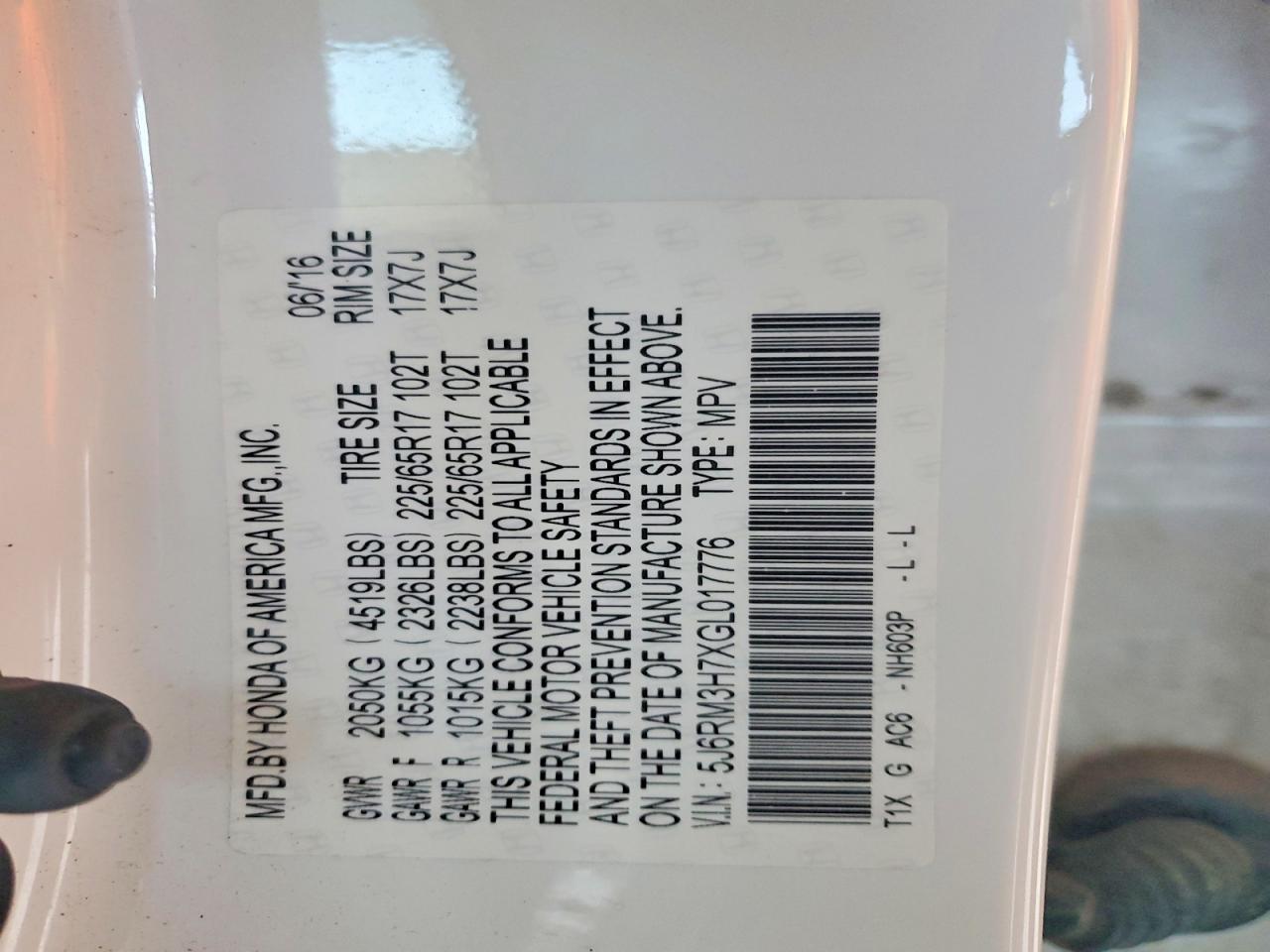 2016 HONDA CR-V EXL photo 25