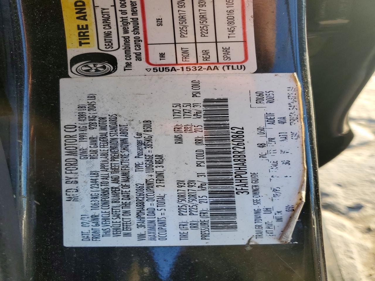2011 FORD FUSION SE photo 13