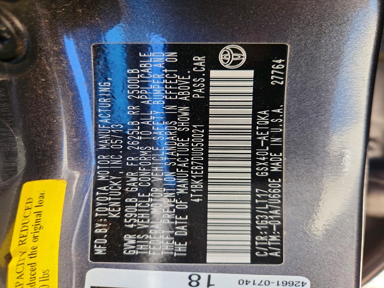2013 TOYOTA AVALON BASE photo 13