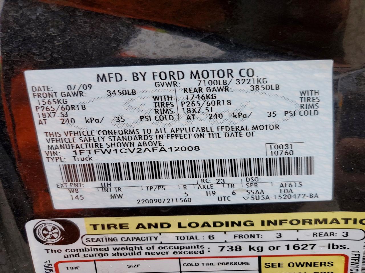 2010 FORD F150 SUPERCREW photo 12