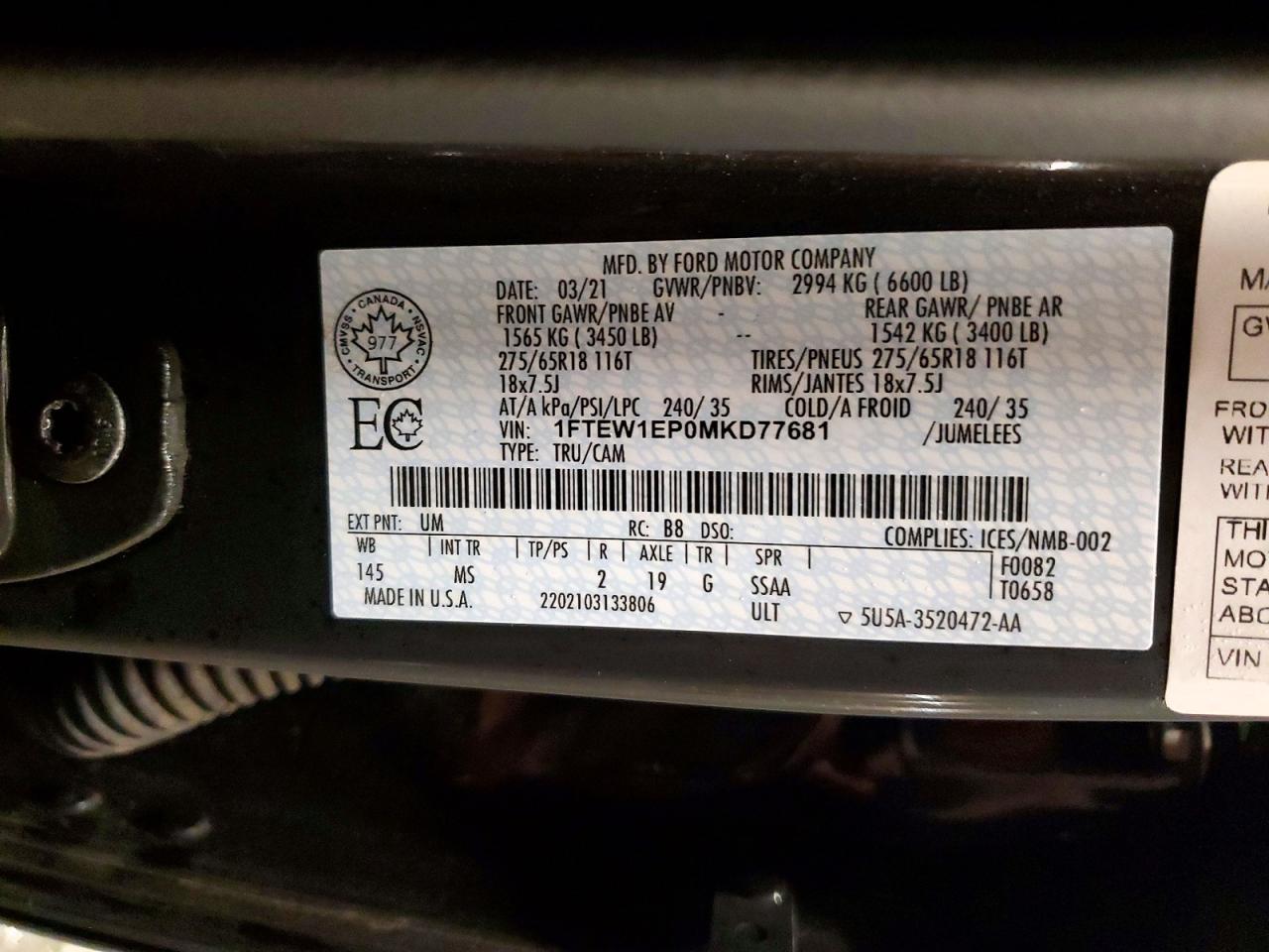2021 FORD F150 SUPERCREW photo 12