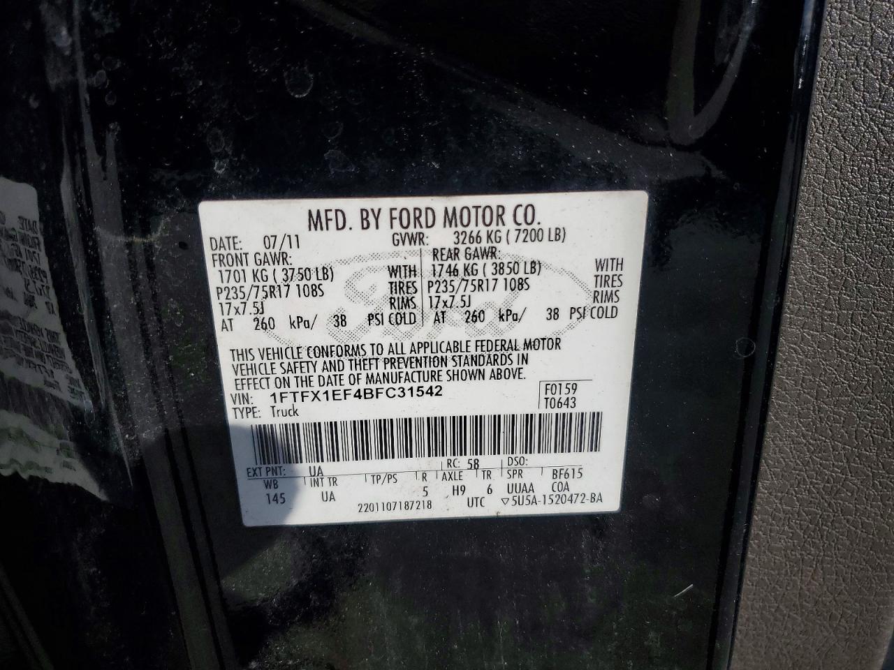 2011 FORD F150 SUPER CAB photo 12
