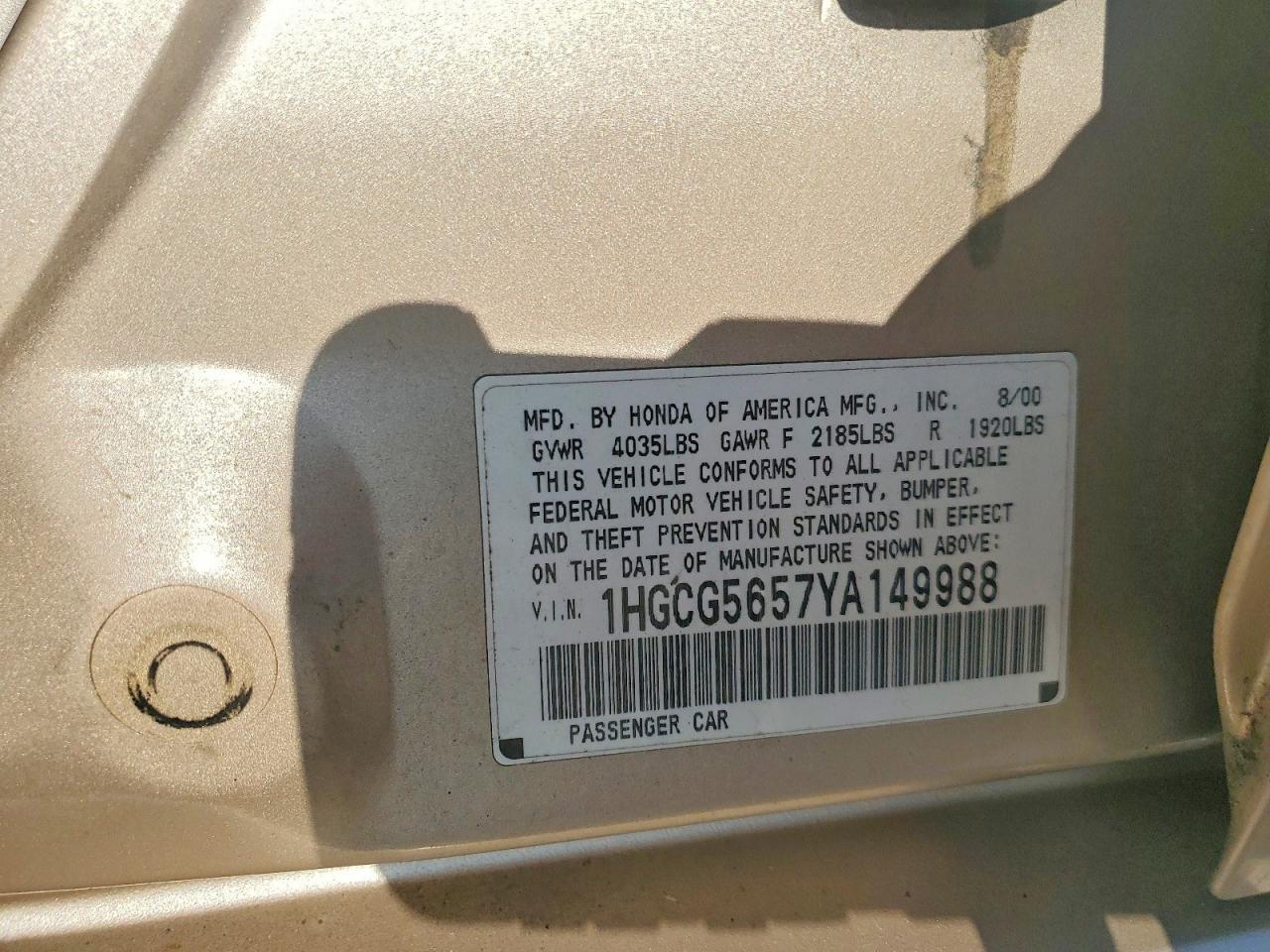 2000 HONDA ACCORD photo 23