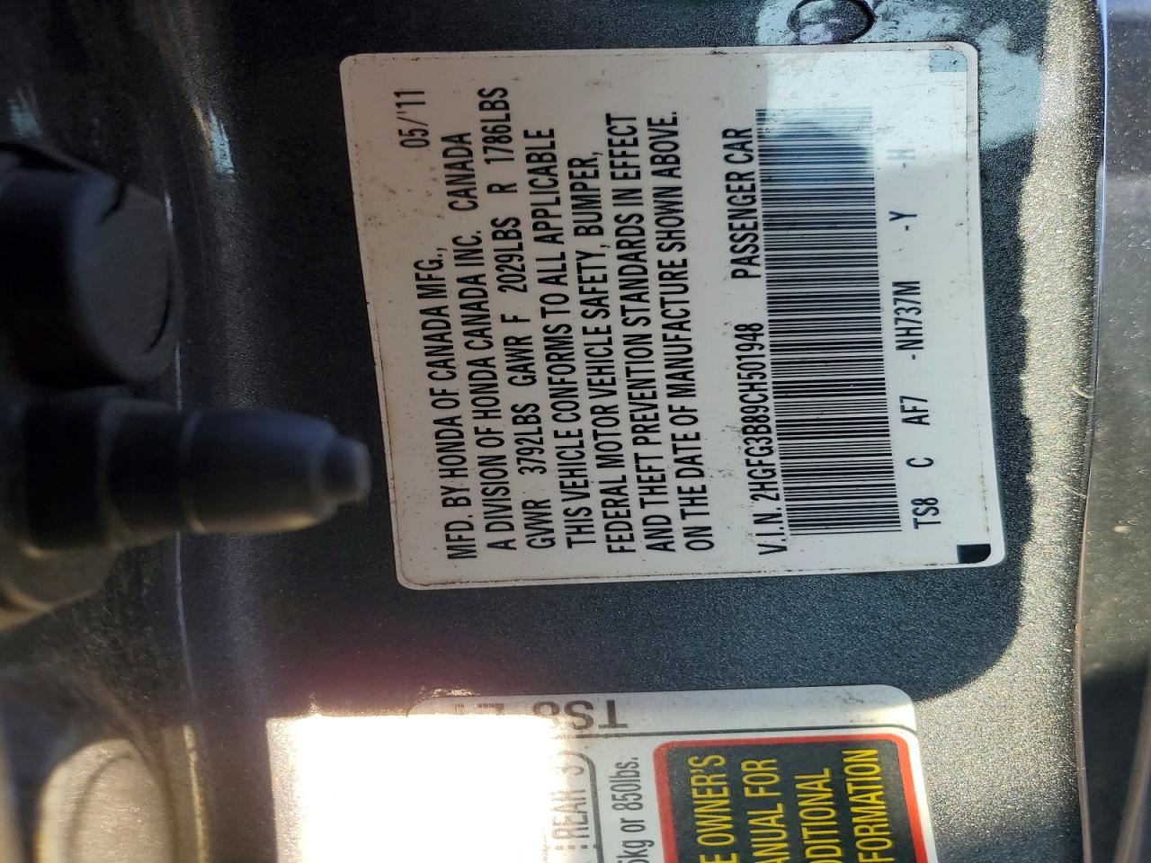 2012 HONDA CIVIC EX photo 25