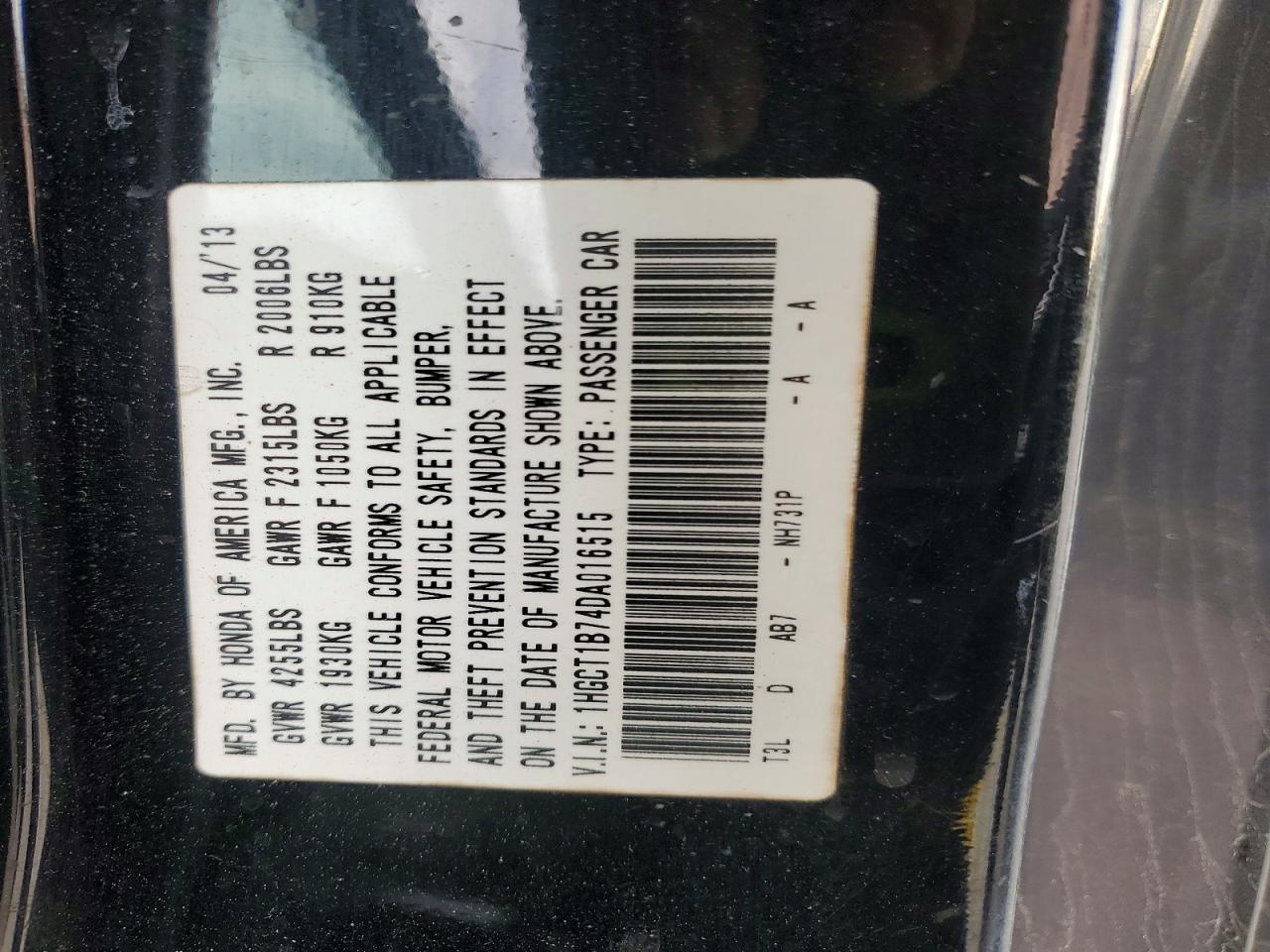 2013 HONDA ACCORD EX photo 12