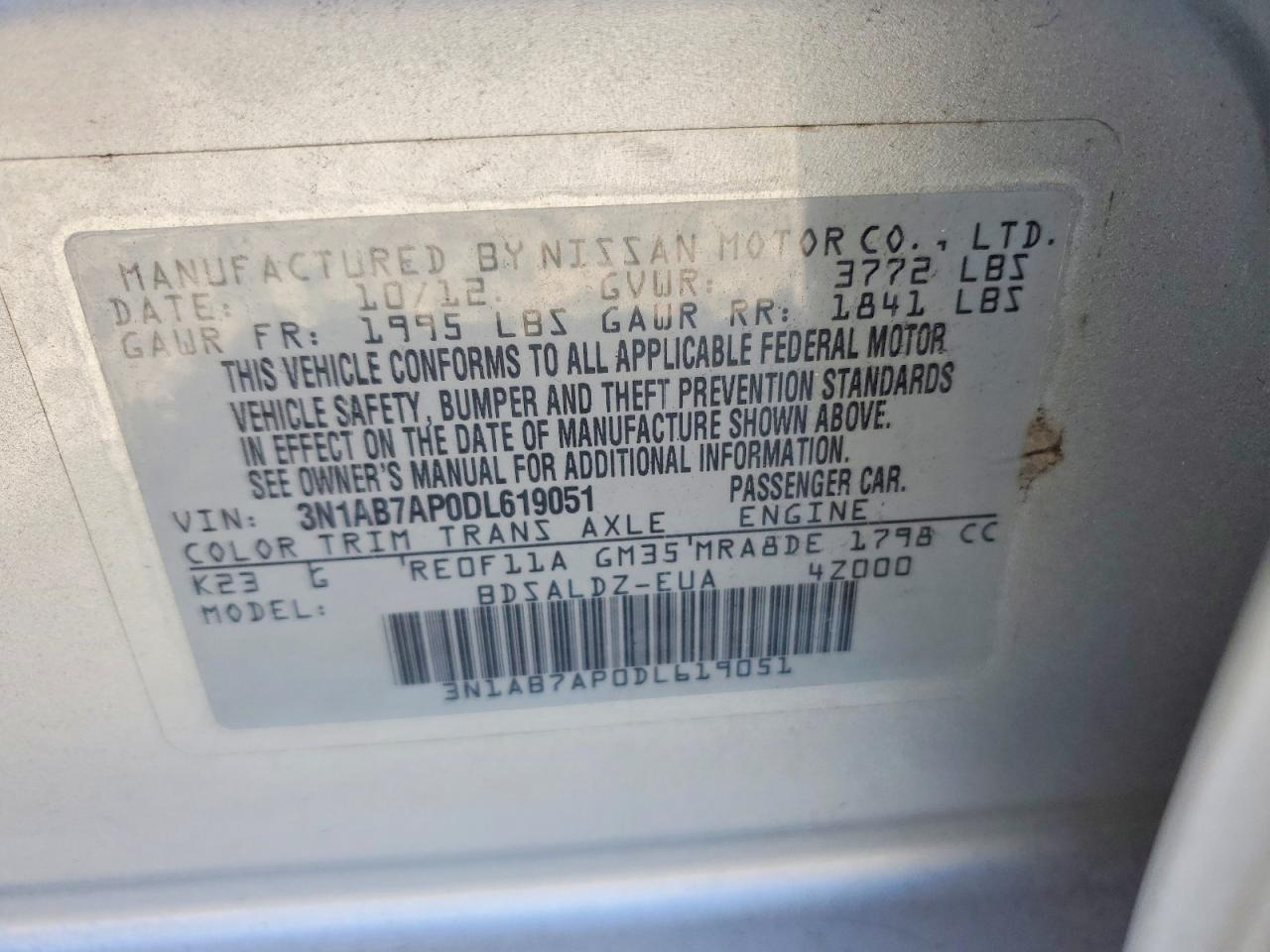 2013 NISSAN SENTRA S photo 13