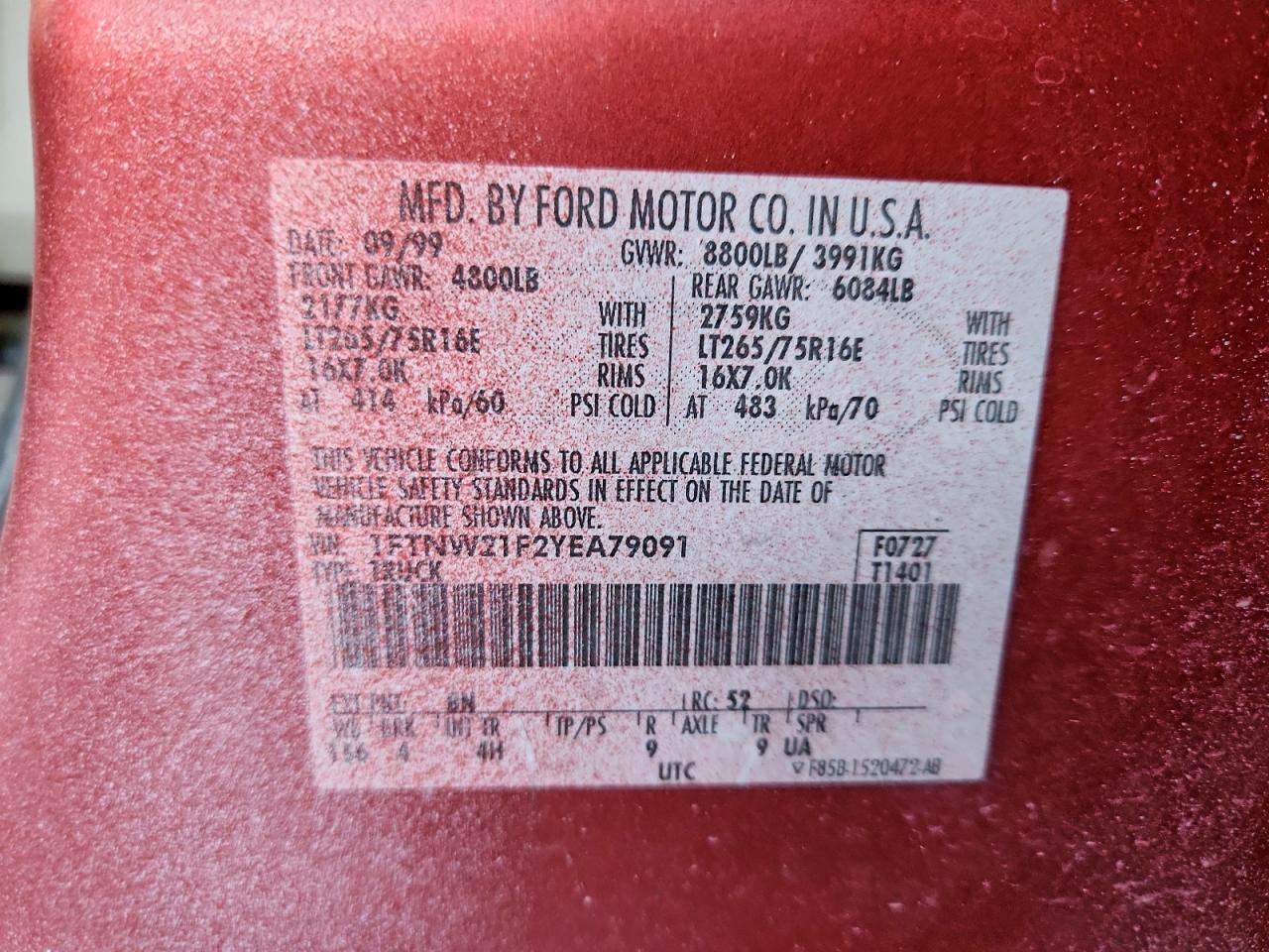 2000 FORD F250 SUPER DUTY photo 12