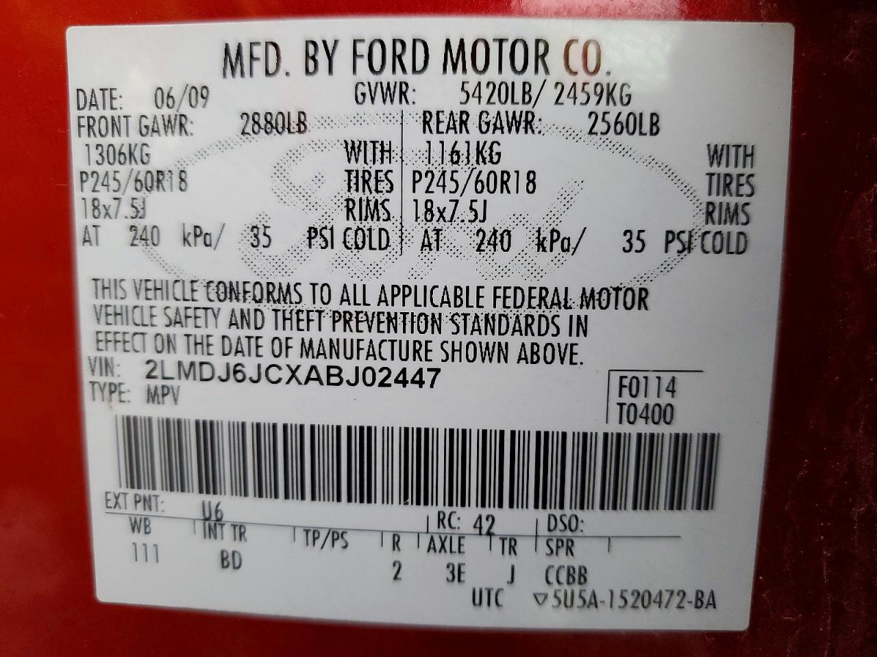 2010 LINCOLN MKX photo 12