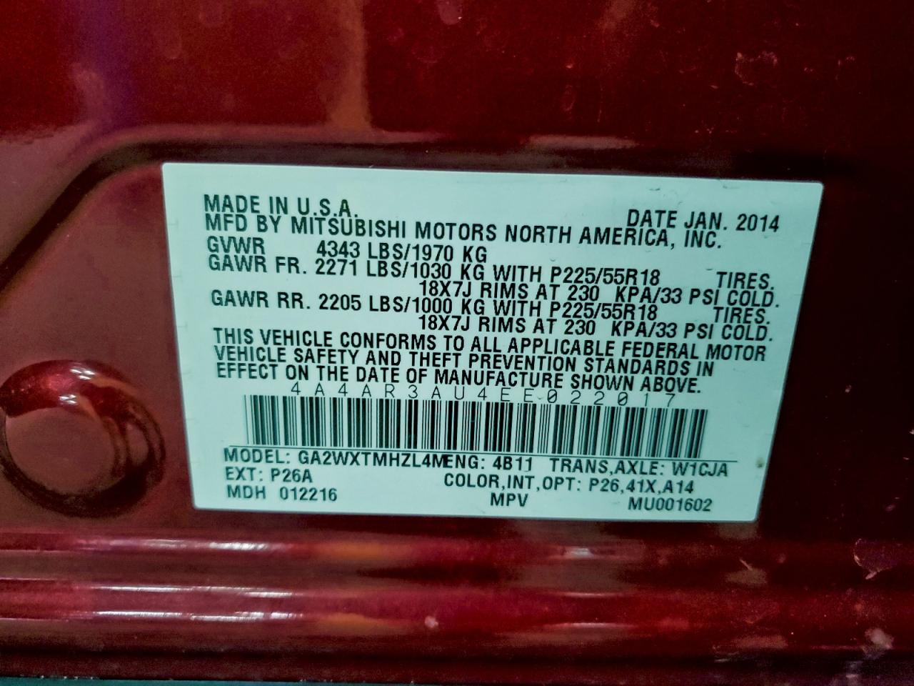 2014 MITSUBISHI OUTLANDER SPORT ES photo 13