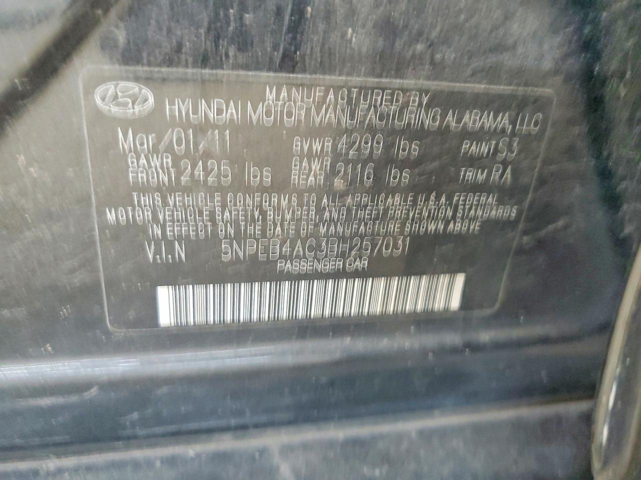 2011 HYUNDAI SONATA GLS photo 23