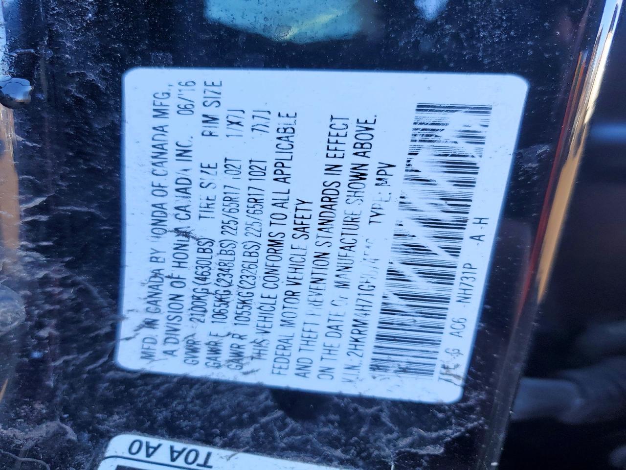 2016 HONDA CR-V EXL photo 25