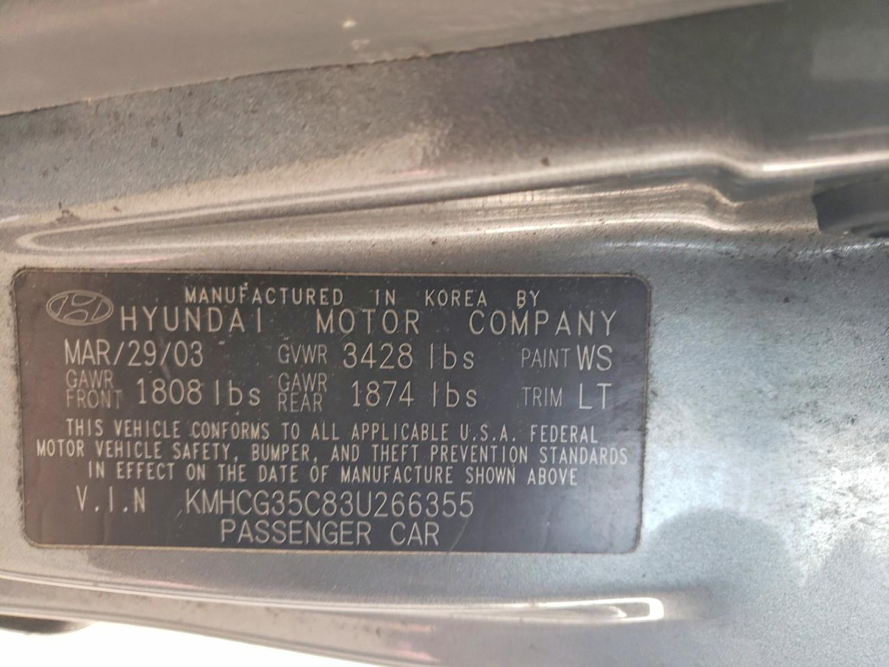 2003 HYUNDAI ACCENT GL photo 12