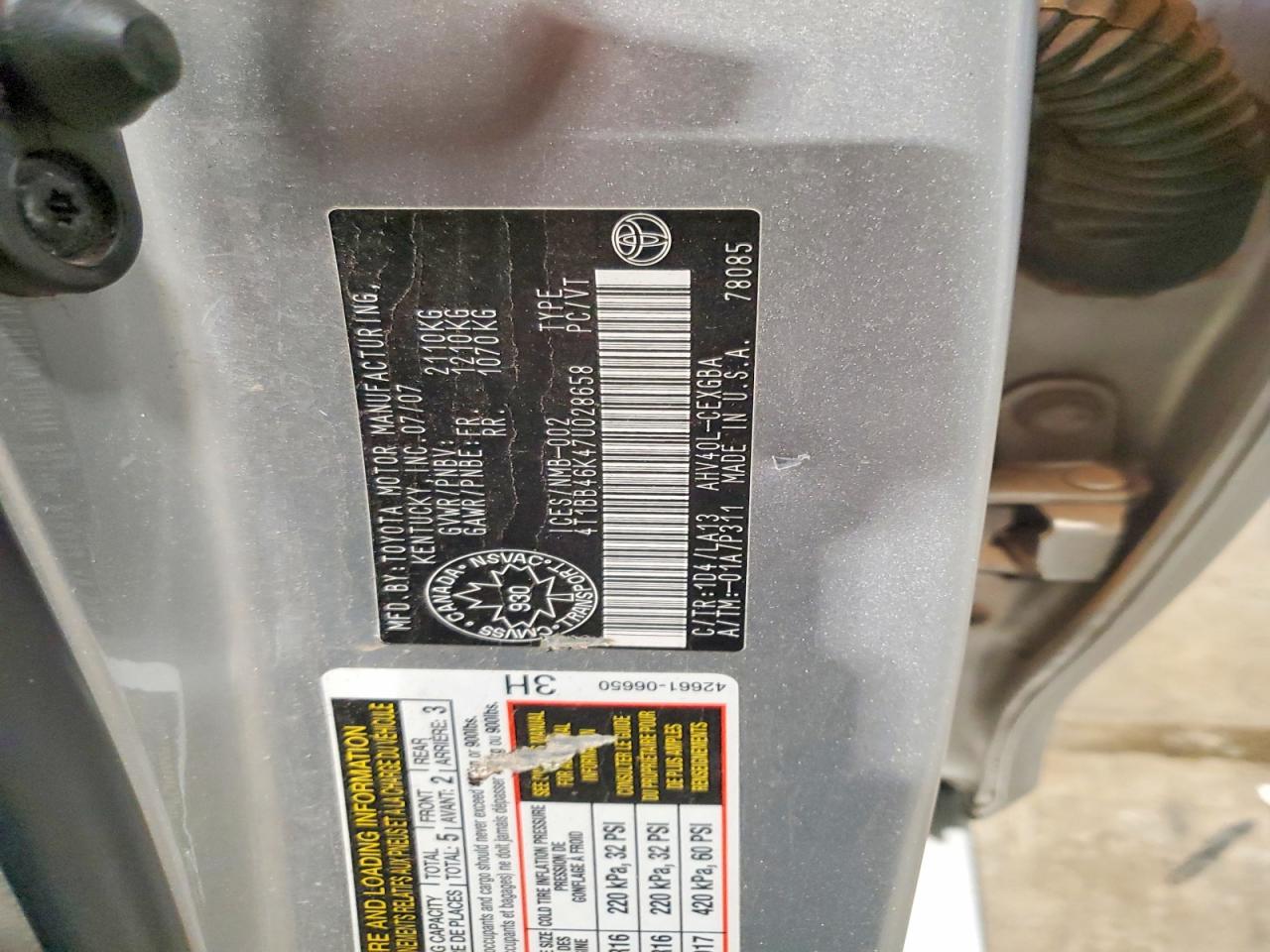 2007 TOYOTA CAMRY HYBRID photo 12