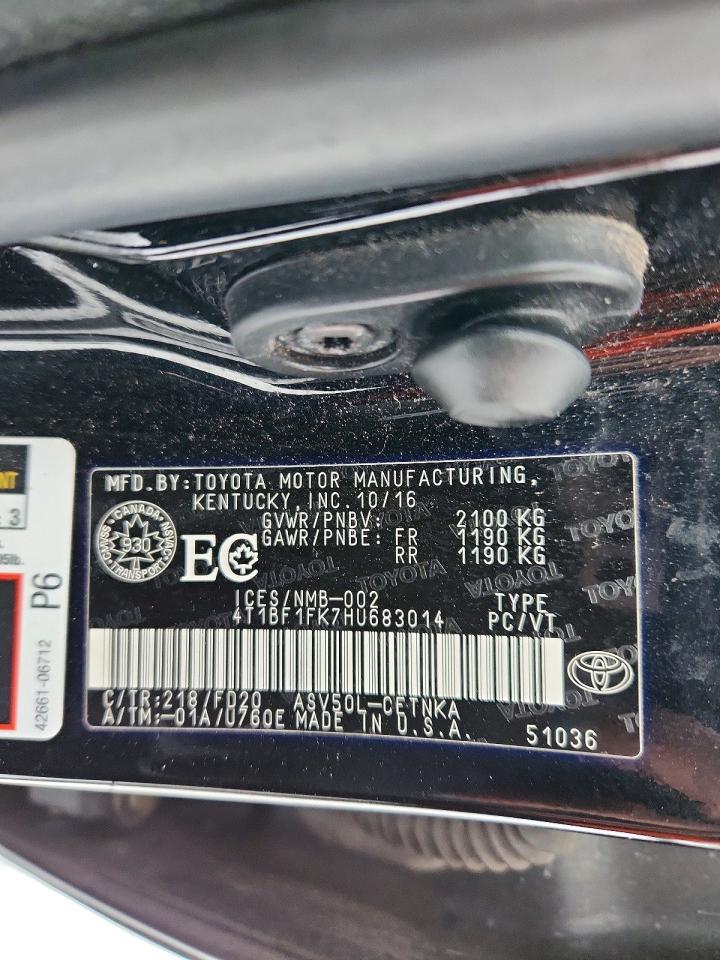 2017 TOYOTA CAMRY LE photo 13