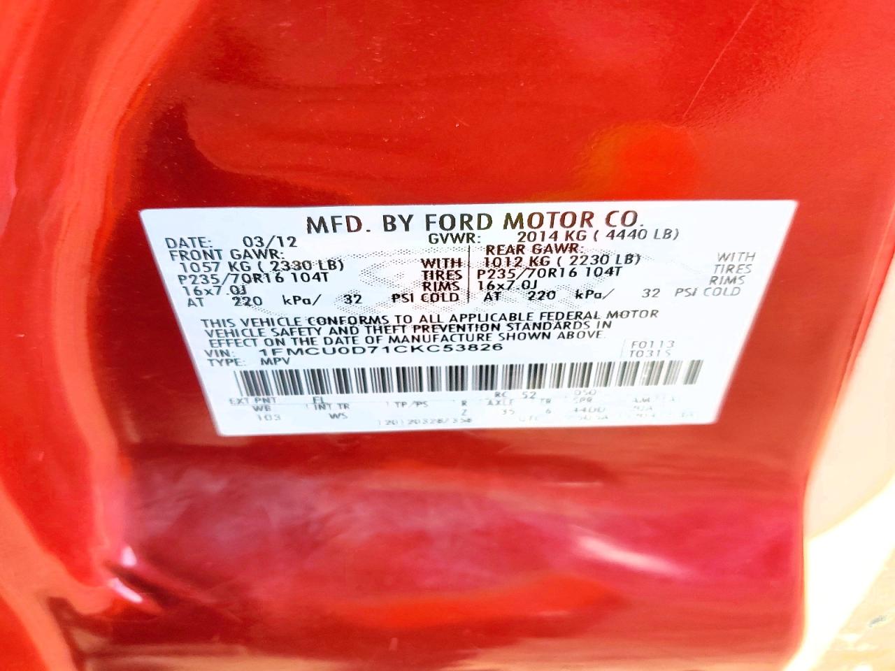 2012 FORD ESCAPE XLT photo 13