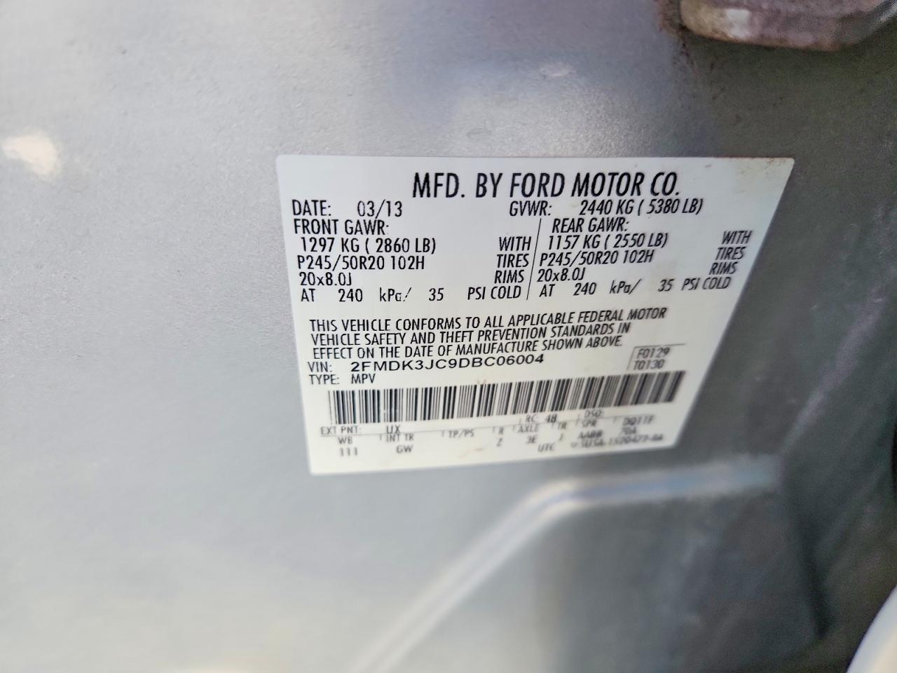 2013 FORD EDGE SEL photo 13