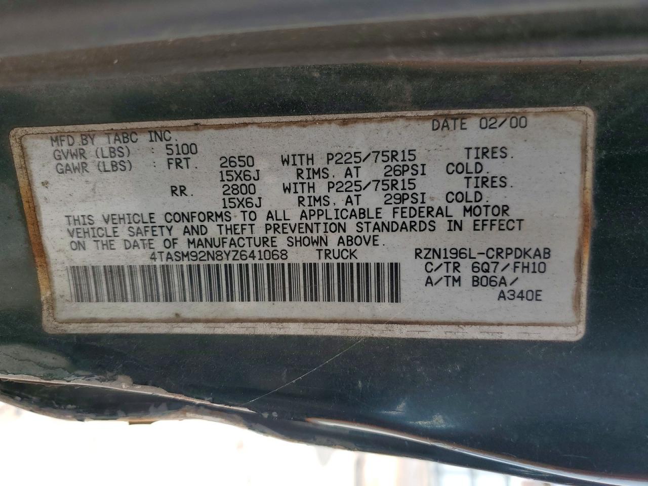 2000 TOYOTA TACOMA XTRACAB PRERUNNER photo 12
