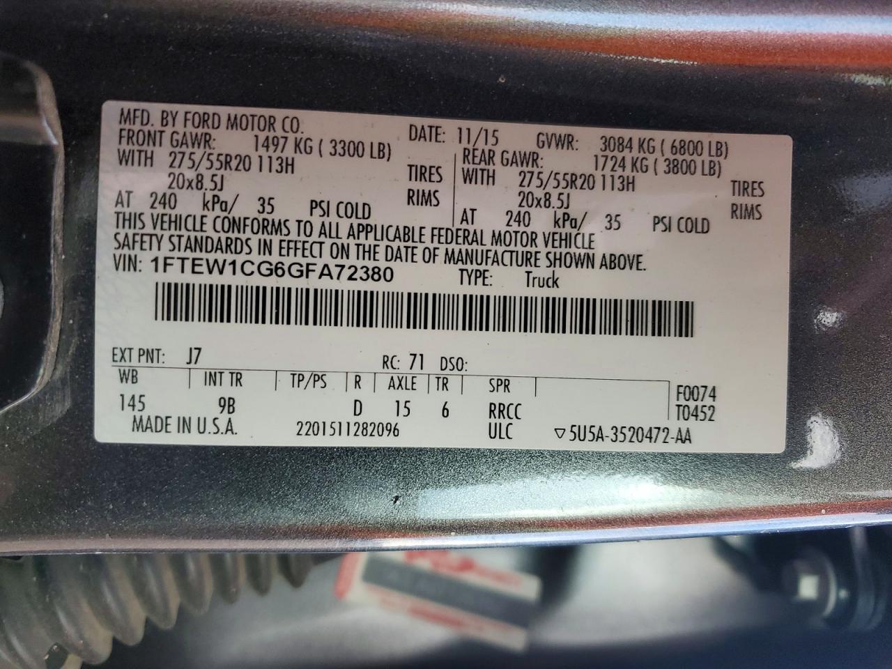 2016 FORD F150 SUPERCREW photo 12