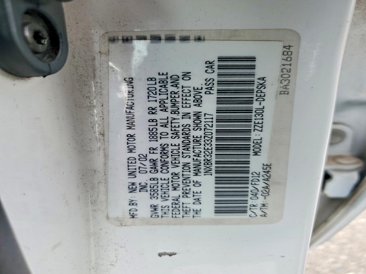 2003 TOYOTA COROLLA CE photo 12