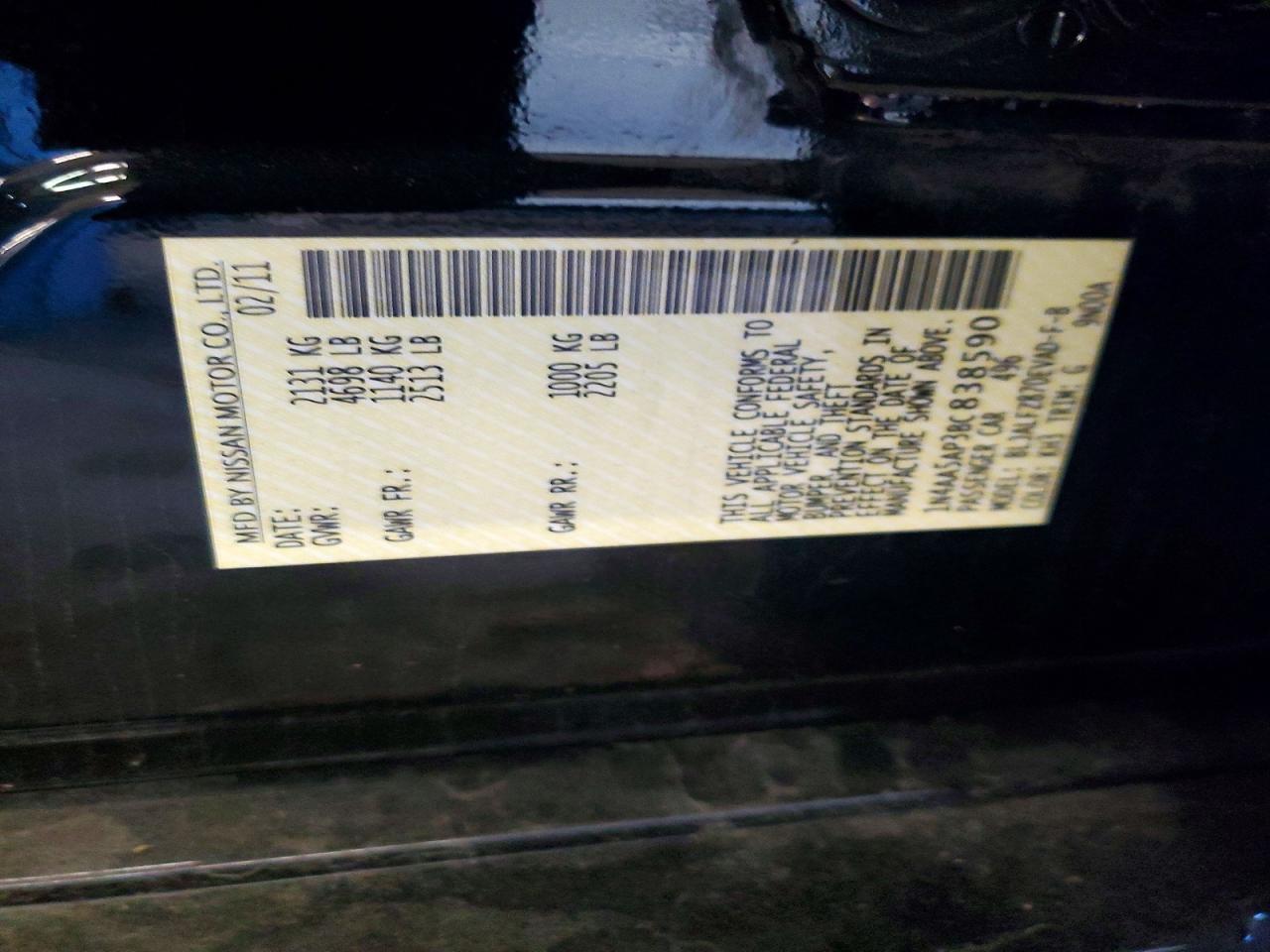 2011 NISSAN MAXIMA S photo 12