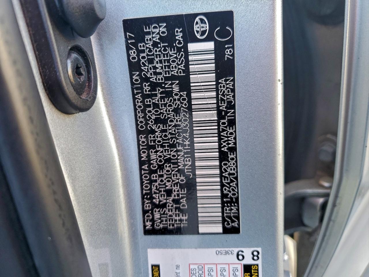2018 TOYOTA CAMRY L photo 12