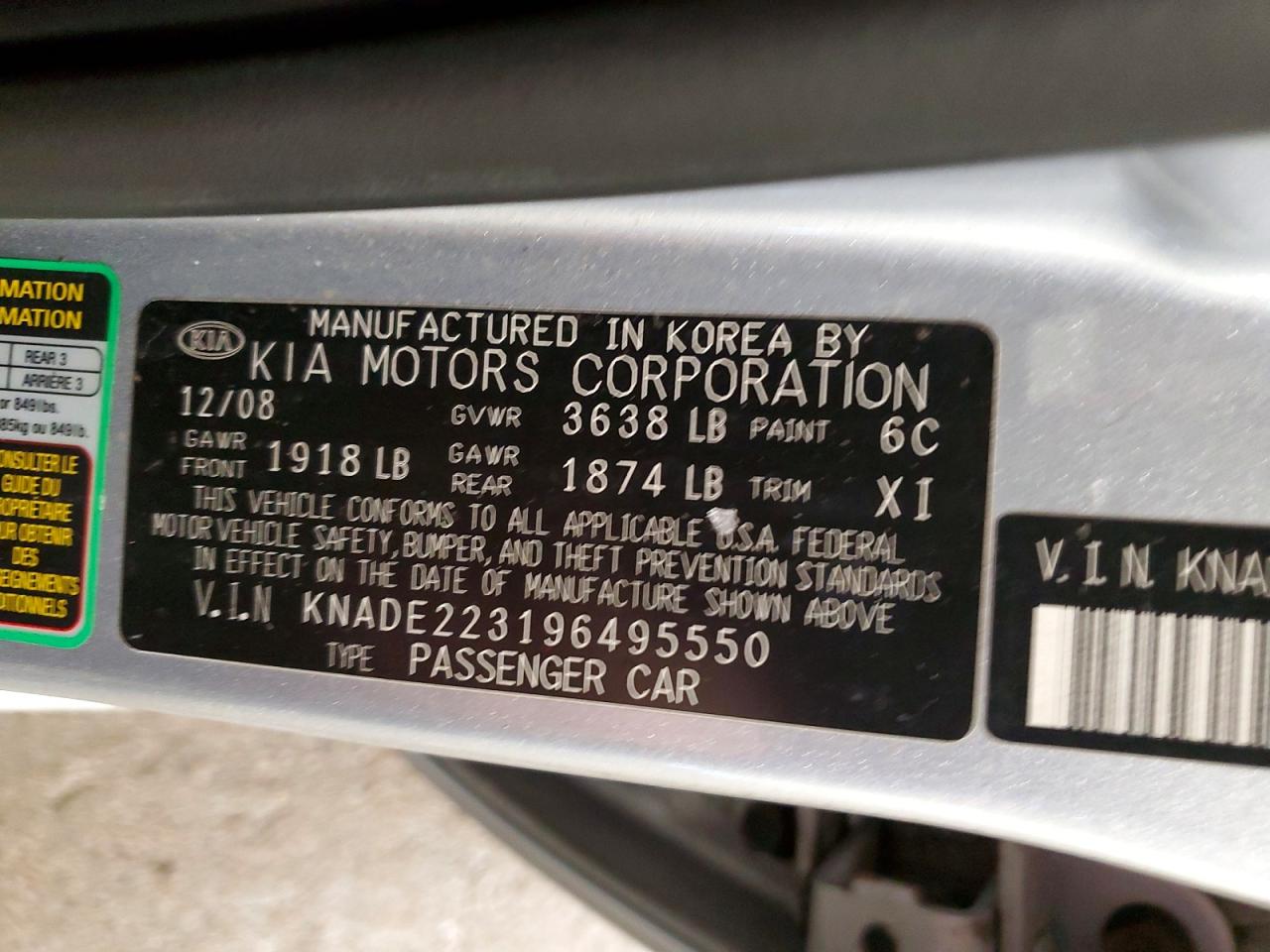 2009 KIA RIO BASE photo 12