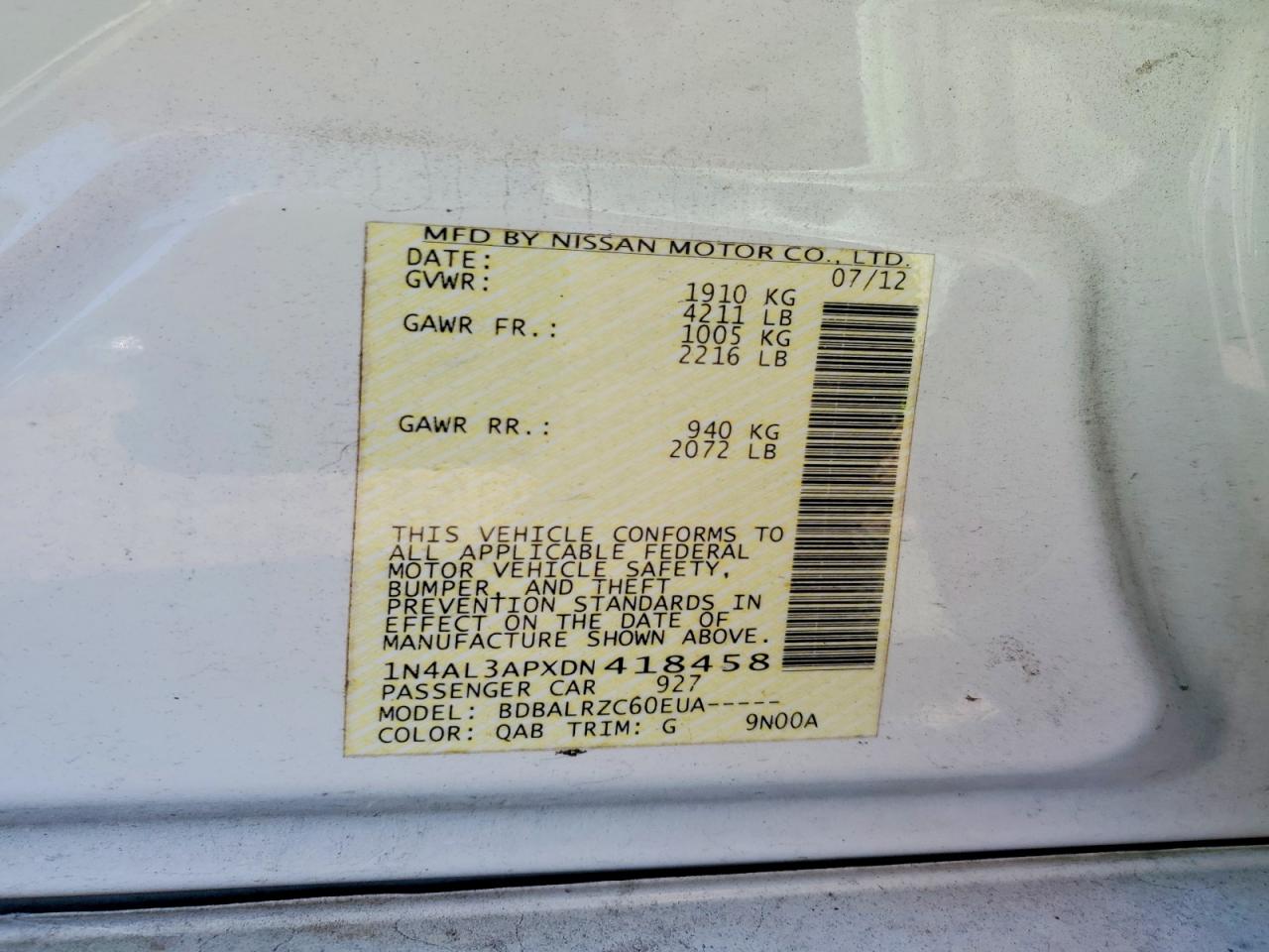 2013 NISSAN ALTIMA 2.5 photo 13