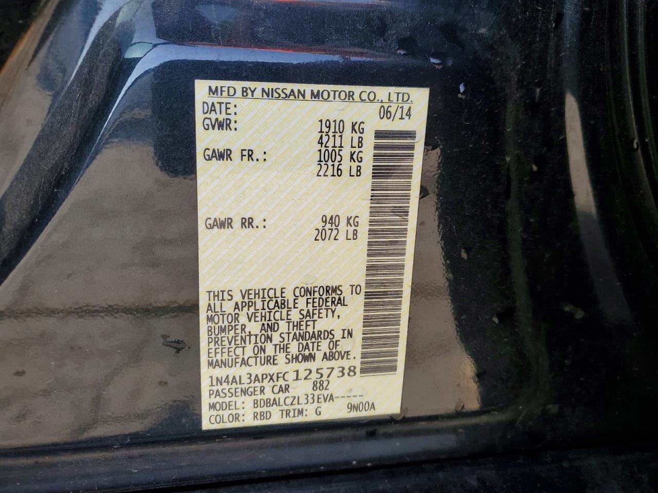 2015 NISSAN ALTIMA 2.5 photo 23