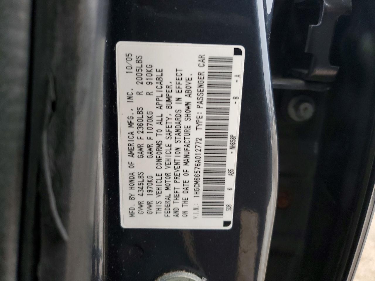 2006 HONDA ACCORD EX photo 12